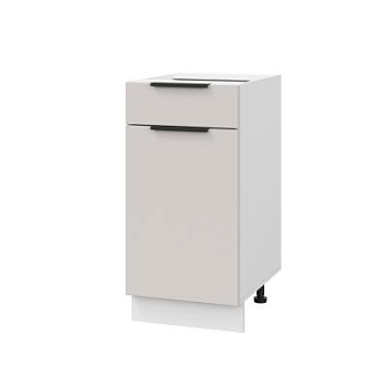 Шкаф нижний с ящиком ШН1Я 400 Корпус: ЛДСП белый 16мм; фасад: фрезеровка Оливия, МДФ моно керамика 16 мм