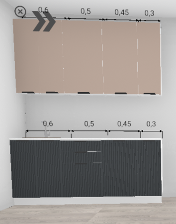 Кухня Норд Line Софт смок / Софт латте (верх Премьер) 1,85 м с местом под посудомоечную машину 450 (5856)