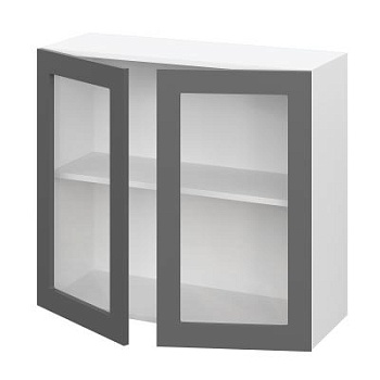 Шкаф верхний со стеклом ШВС 800 Барселона белый массив (МДФ 16мм МС София) Шкаф верхний со стеклом ШВС 800 Барселона белый массив (МДФ 16мм МС София)