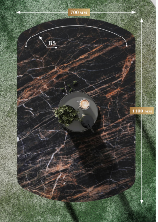 Стол Паук раздвижной В5, пластик (1100*700*400) Мрамор белый, КРОМКА: белый / Хром