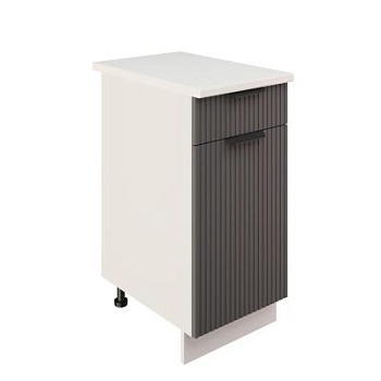 Шкаф нижний с ящиком ШН1Я 400 Корпус: ЛДСП белый 16мм; фасад: фрезеровка Норд Line, МДФ софт маренго 16 мм