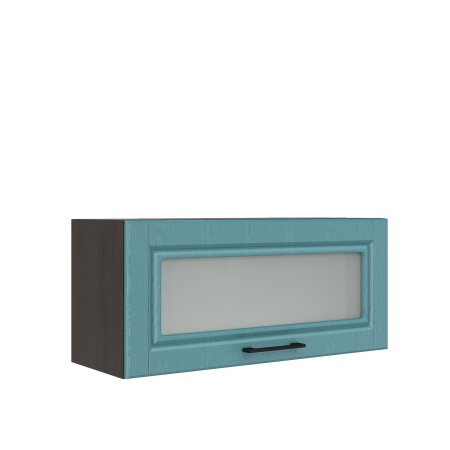 Шкаф верхний горизонтальный со стеклом ШВГС 800 Корпус: ЛДСП венге 16мм; фасад: фрезеровка Барселона, МДФ морское дерево 16мм