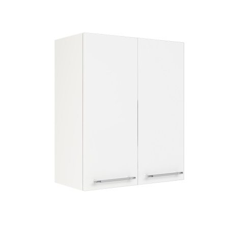 Шкаф верхний ШВ 600 Корпус: ЛДСП белый 16мм; фасад: фрезеровка Олива, МДФ глянец белый 16мм