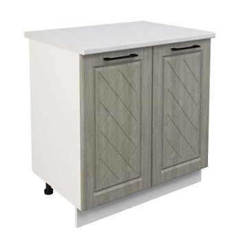 Шкаф нижний ШН 800 Корпус: ЛДСП белый 16мм; фасад: фрезеровка Барселона, МДФ седой клен 16мм