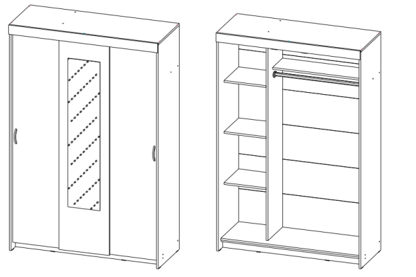 Комфорт 9 М Шкаф-купе Белый / Белый