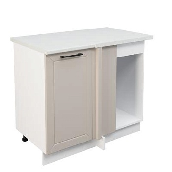 Шкаф нижний угловой  ШНУП 1000 Корпус: ЛДСП белый 16мм; фасад: фрезеровка Кельн, МДФ софт бланж 16мм