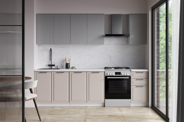 Кухня Ритм Лайт грей / Сиена Антично-бежевый 2,0 м