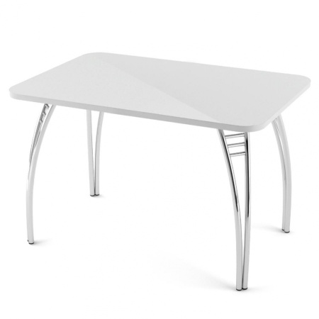 Стол Паук раздвижной В1, стекло крашеное, глянец Белый глянец / Хром