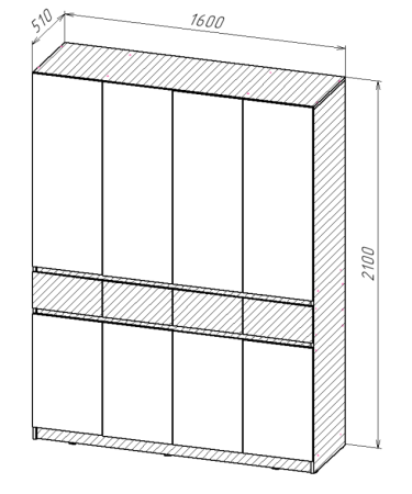 БОСТОН ЛАЙТ Шкаф ШК-004 (4-ств.) Дуб Крафт золотой / Белый