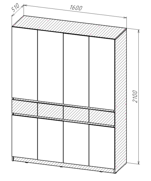 БОСТОН ЛАЙТ Шкаф ШК-004 (4-ств.) Дуб Крафт золотой / Белый