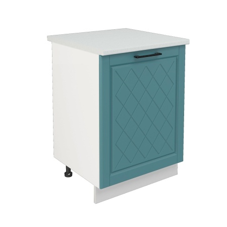 Шкаф нижний ШН 600-1 Корпус: ЛДСП белый 16мм; фасад: фрезеровка Барселона, МДФ морское дерево 16мм