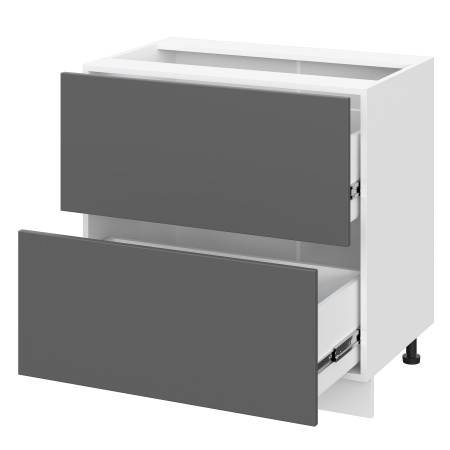 Шкаф нижний с ящиками ШНГ2Я 800 Барселона белый массив (МДФ 16мм МС София)