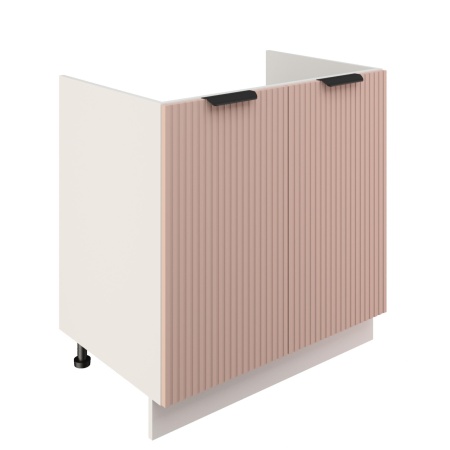 Шкаф нижний под мойку ШНМ 800 Корпус: ЛДСП белый 16мм; фасад: фрезеровка Норд Line, МДФ софт какао 16 мм