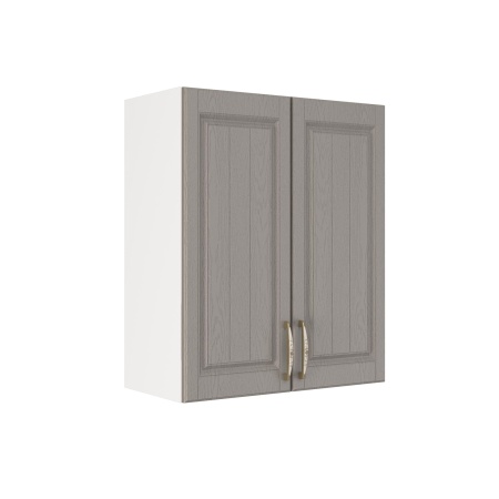 Шкаф верхний ШВ 600 Корпус: ЛДСП белый 16мм; фасад: фрезеровка Лондон, МДФ дуб графит 16мм