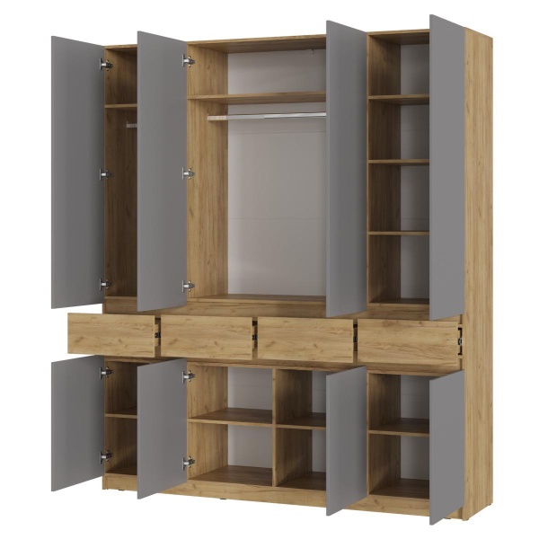 БОСТОН ШК-004 Шкаф 4-ств. ЛДСП (Комплект) Дуб Крафт золотой / Шифер серый