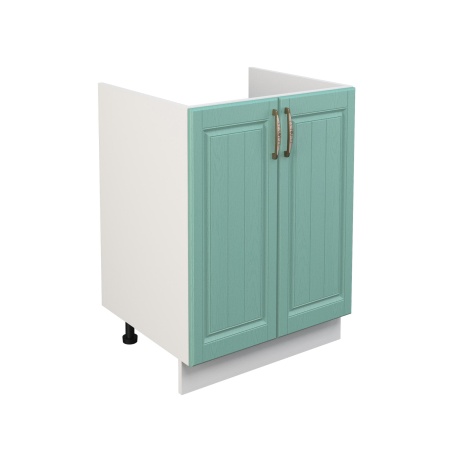 Шкаф нижний под мойку ШНМ 600 Корпус: ЛДСП белый 16мм; фасад: фрезеровка Лондон, МДФ дуб изумруд 16мм