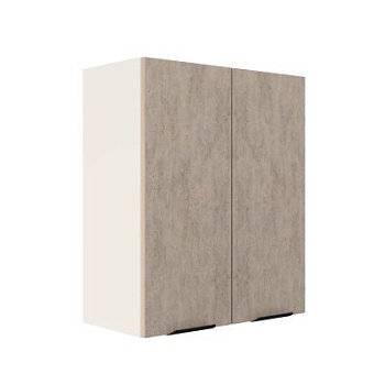 Шкаф верхний ШВ 600 Корпус: ЛДСП белый 16мм; фасад: фрезеровка Норд, МДФ камень беж 16 мм