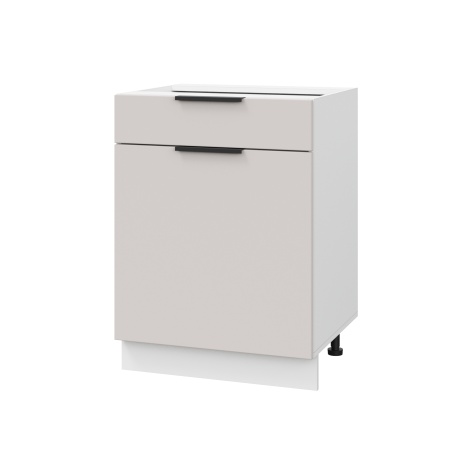 Шкаф нижний с ящиком ШН1Я 600 Корпус: ЛДСП белый 16мм; фасад: фрезеровка Оливия, МДФ моно керамика 16 мм