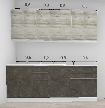 Кухня Бруклин Бетон коричневый низ / Клен скандинавский 2,0 м (10751) Кухня Бруклин Бетон коричневый низ / Клен скандинавский 2,0 м (10751)