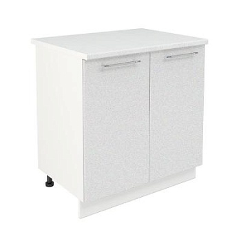 Шкаф нижний ШН 800 Корпус: ЛДСП белый 16мм; фасад: фрезеровка Олива, МДФ металлик белый 16мм