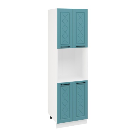 Пенал ПД600-22 Корпус: ЛДСП белый 16мм; фасад: фрезеровка Барселона, МДФ морское дерево 16мм