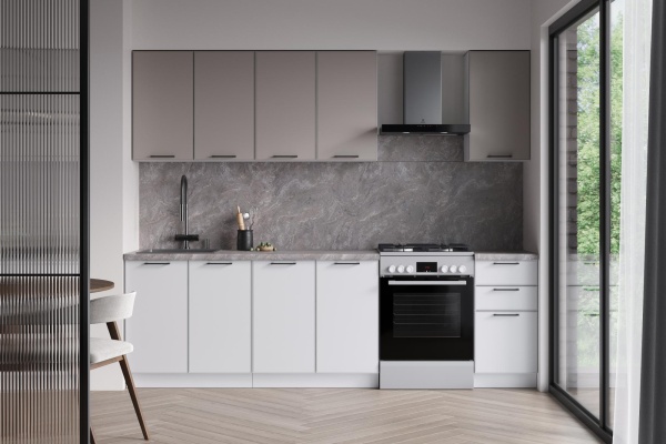 Кухня Амелия Грей Софт / Вайт Софт 2,0 м