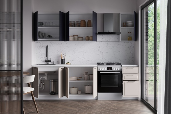 Кухня Ритм Индиго Софт / Сиена Антично-бежевый 2,0 м