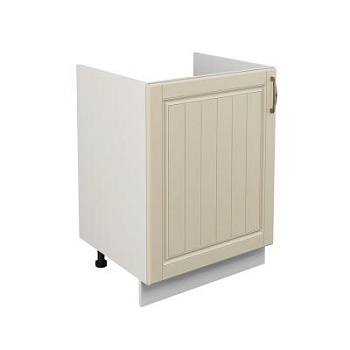 Шкаф нижний под мойку ШНМ 600-1 Корпус: ЛДСП белый 16мм; фасад: фрезеровка Лондон, МДФ дуб крем 16мм