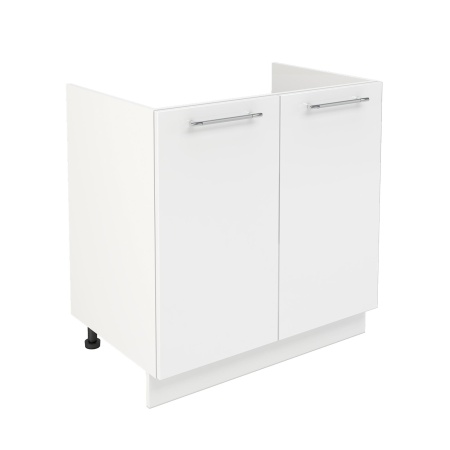 Шкаф нижний под мойку ШНМ 800 Корпус: ЛДСП белый 16мм; фасад: фрезеровка Олива, МДФ глянец белый 16мм