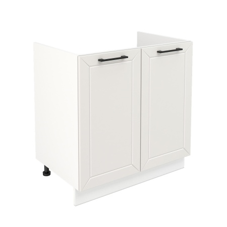 Шкаф нижний под мойку ШНМ 800 Корпус: ЛДСП белый 16мм; фасад: фрезеровка Кельн, МДФ софт айвори 16 мм