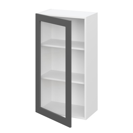 Шкаф верхний со стеклом (премьер) ШВС 500Н Барселона белый массив (МДФ 16мм МС София)