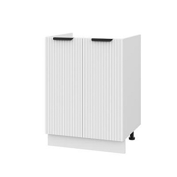 Шкаф нижний под мойку ШНМ 600 Корпус: ЛДСП белый 16мм; фасад: фрезеровка Норд Line, МДФ софт пломбир 16 мм