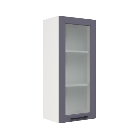 Шкаф верхний со стеклом (премьер) ШВС 400Н Корпус: ЛДСП белый 16мм; фасад: фрезеровка Кельн, МДФ софт маренго 16 мм