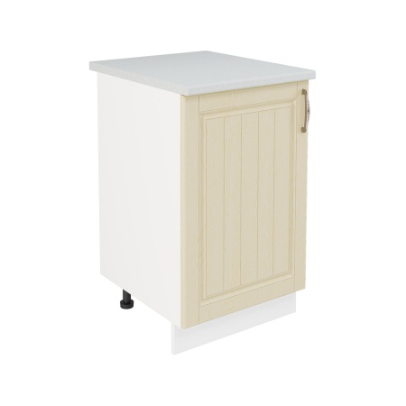 Шкаф нижний ШН 500 Корпус: ЛДСП белый 16мм; фасад: фрезеровка Лондон, МДФ дуб крем 16мм