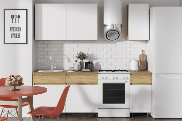 КВИК-СТЕП Кухня 1.6 м. Корпус - Дуб Крафт золотой К003  Фасад ЛДСП - Белый (Шагрень)