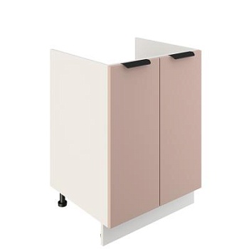 Шкаф нижний под мойку ШНМ 600 Корпус: ЛДСП белый 16мм; фасад: фрезеровка Норд, МДФ софт какао 16 мм