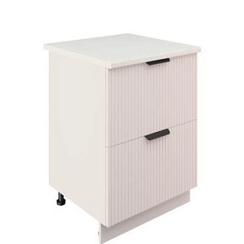 Шкаф нижний с ящиками ШНГ2Я 600 Корпус: ЛДСП белый 16мм; фасад: фрезеровка Норд Line, МДФ софт даймонд 16 мм