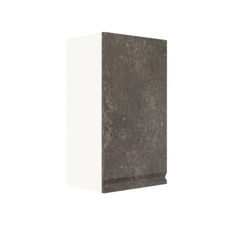 Шкаф верхний ШВ 400 Корпус: ЛДСП белый 16мм; фасад: фрезеровка Бруклин, МДФ бетон коричневый 16мм