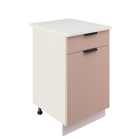 Шкаф нижний с ящиком ШН1Я 500 Корпус: ЛДСП белый 16мм; фасад: фрезеровка Норд Line, МДФ софт какао 16 мм