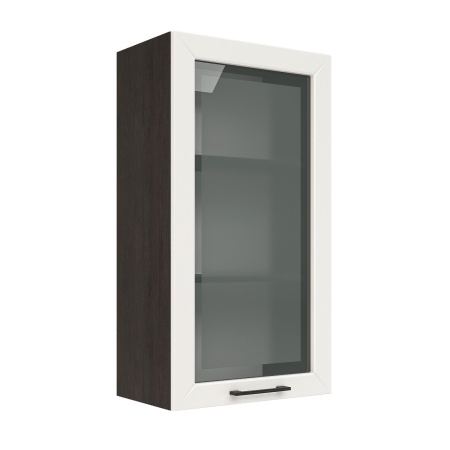 Шкаф верхний со стеклом (премьер) ШВС 500Н Корпус: ЛДСП венге 16мм; фасад: фрезеровка Кельн, МДФ софт бланж 16мм