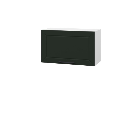 Шкаф верхний горизонтальный ШВГ 600 Корпус: ЛДСП белый 16мм; фасад: фрезеровка Кельн, МДФ софт пихтовый зеленый 16 мм