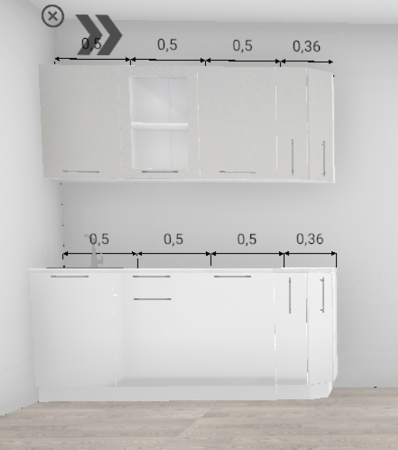 Кухня Олива глянец белый / Металлик белый (верх) 1,86 м (2793)