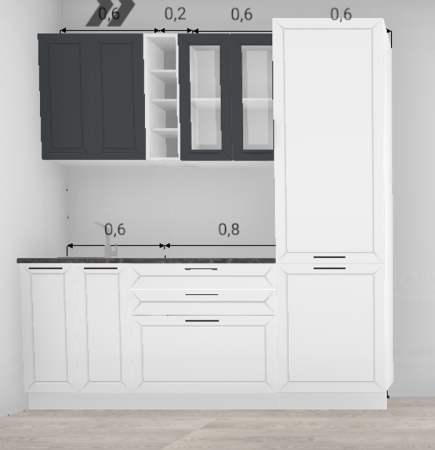 Кухня Кельн Софт даймонд / Софт смок верх 1,4 м + пенал 600 (4644)