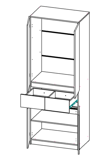 БОСТОН ЛАЙТ Шкаф ШК-002 (2-ств.) Дуб Крафт золотой / Серый шифер 