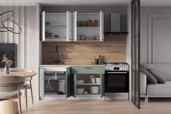 Кухня Стенли Элен матовый / Матовая мята 1,6 м