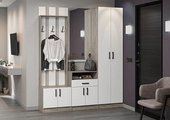 Модульная прихожая Вега Дуб крафт серый / Белый