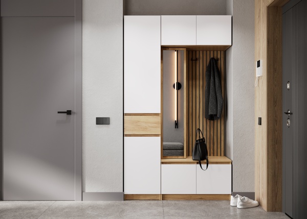 БОСТОН ЛАЙТ Антресольная секция Корпус - Дуб Крафт золотой К003  Фасад ЛДСП - Белый (Гладкий)