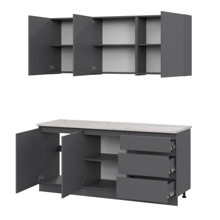 Кухня Айден 1,8 Серый графит / Серый графит