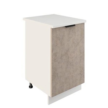 Шкаф нижний ШН 500 Корпус: ЛДСП белый 16мм; фасад: фрезеровка Норд, МДФ камень беж 16 мм