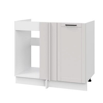 Шкаф нижний угловой  ШНУП 1000 Корпус: ЛДСП белый 16мм; фасад: фрезеровка Диада, МДФ лофт крем 16 мм